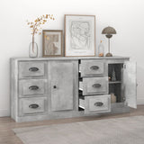 Sideboards 2 pcs Concrete Grey Engineered Wood - Side View
