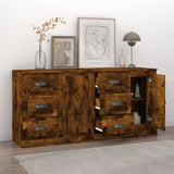 Sideboards 2 pcs Smoked Oak Engineered Wood - Side View