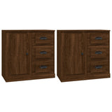 Sideboards 2 pcs Brown Oak Engineered Wood - Front View