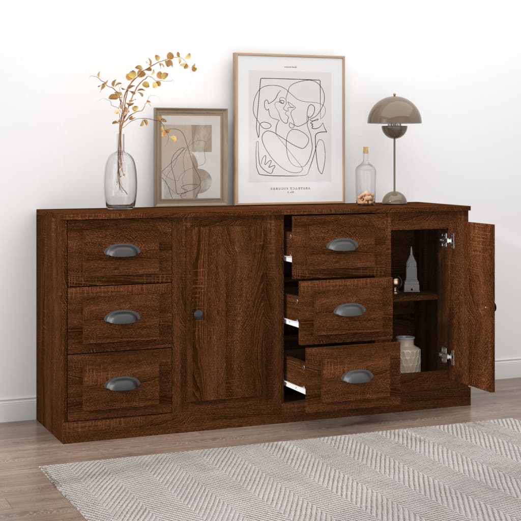 Sideboards 2 pcs Brown Oak Engineered Wood
