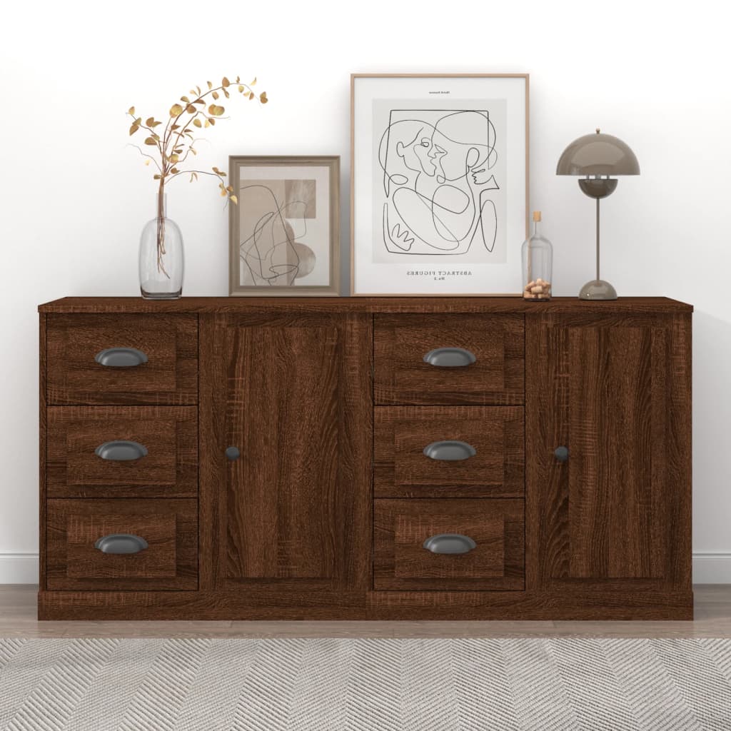 Sideboards 2 pcs Brown Oak Engineered Wood