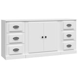 Sideboards 3 pcs White Engineered Wood - Front View