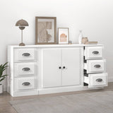 Sideboards 3 pcs White Engineered Wood - Side View
