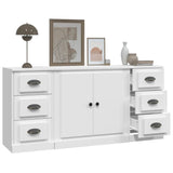 Sideboards 3 pcs White Engineered Wood - 45-Degree Angle