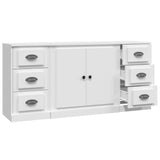 Sideboards 3 pcs White Engineered Wood - Rear View