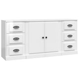 Sideboards 3 pcs High Gloss White Engineered Wood