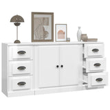 Sideboards 3 pcs High Gloss White Engineered Wood - 45-Degree Angle