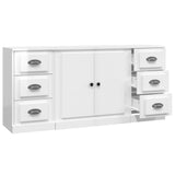 Sideboards 3 pcs High Gloss White Engineered Wood - Rear View