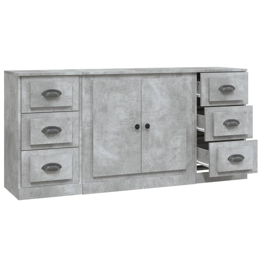 Sideboards 3 pcs Concrete Grey Engineered Wood