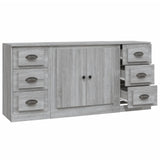 Sideboards 3 pcs Grey Sonoma Engineered Wood - Rear View