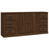 Sideboards 3 pcs Brown Oak Engineered Wood - Front View