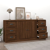 Sideboards 3 pcs Brown Oak Engineered Wood - Side View