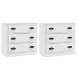 Sideboards 2 pcs White Engineered Wood - Front View