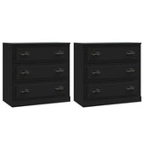 Sideboards 2 pcs Black Engineered Wood - Front View