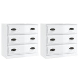 Sideboards 2 pcs High Gloss White Engineered Wood