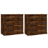 Sideboards 2 pcs Smoked Oak Engineered Wood - Front View