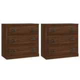 Sideboards 2 pcs Brown Oak Engineered Wood - Front View