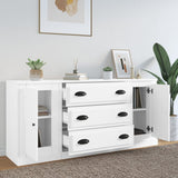 Sideboards 3 pcs White Engineered Wood - Side View