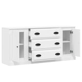 Sideboards 3 pcs White Engineered Wood - Rear View