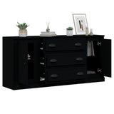 Sideboards 3 pcs Black Engineered Wood - Top-Down View