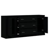 Sideboards 3 pcs Black Engineered Wood - 45-Degree Angle