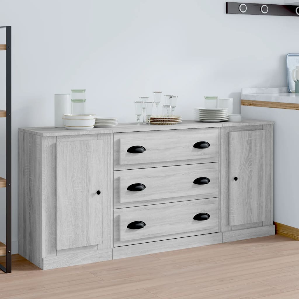 Sideboards 3 pcs Grey Sonoma Engineered Wood