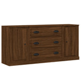 Sideboards 3 pcs Brown Oak Engineered Wood - Front View