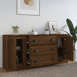 Sideboards 3 pcs Brown Oak Engineered Wood - Side View