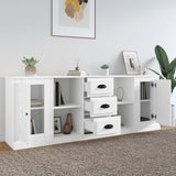 Sideboards 3 pcs White Engineered Wood - Side View