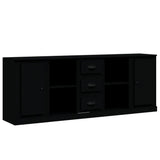 Sideboards 3 pcs Black Engineered Wood - Front View