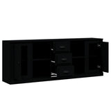 Sideboards 3 pcs Black Engineered Wood - 45-Degree Angle