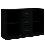Sideboards 3 pcs Black Engineered Wood - Rear View