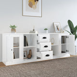 Sideboards 3 pcs High Gloss White Engineered Wood - Side View