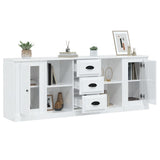 Sideboards 3 pcs High Gloss White Engineered Wood - Top-Down View