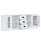 Sideboards 3 pcs High Gloss White Engineered Wood - 45-Degree Angle