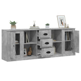 Sideboards 3 pcs Concrete Grey Engineered Wood - Top-Down View