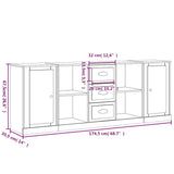 Sideboards 3 pcs Concrete Grey Engineered Wood