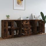 Sideboards 3 pcs Smoked Oak Engineered Wood - Side View