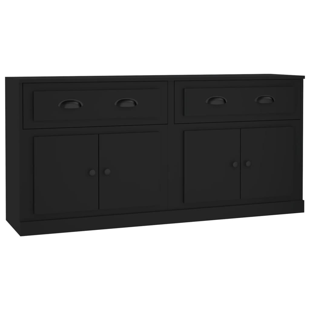 Sideboards 2 pcs Black Engineered Wood