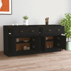 Sideboards 2 pcs Black Engineered Wood
