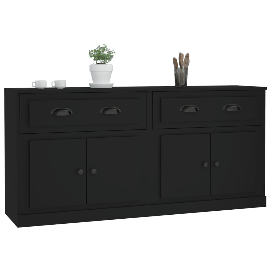 Sideboards 2 pcs Black Engineered Wood