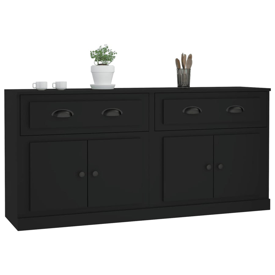 Sideboards 2 pcs Black Engineered Wood