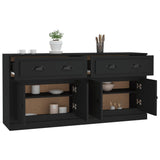 Sideboards 2 pcs Black Engineered Wood