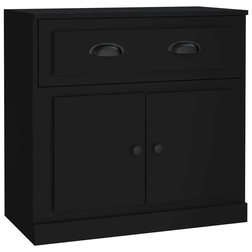 Sideboards 2 pcs Black Engineered Wood