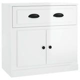 Sideboards 2 pcs High Gloss White Engineered Wood - Close-Up Angle