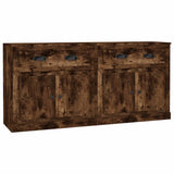Sideboards 2 pcs Smoked Oak Engineered Wood - Front View
