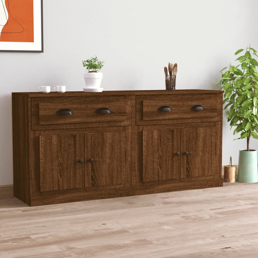Sideboards 2 pcs Brown Oak Engineered Wood