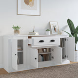 Sideboards 3 pcs White Engineered Wood - Side View