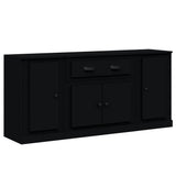 Sideboards 3 pcs Black Engineered Wood - Front View