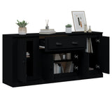 Sideboards 3 pcs Black Engineered Wood - Top-Down View